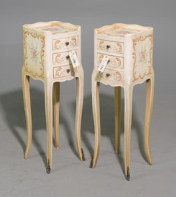 Louis XV Style Pair of Painted Petite Chests