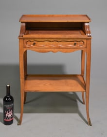 French Fruitwood Writing Table / Stand with Pull Out