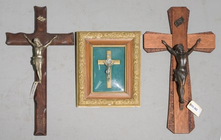 Two Crucifixes & One Crucifix Under Glass