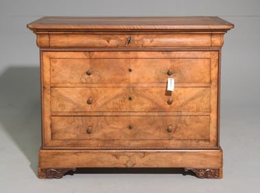 Louis Philippe Style Walnut 4 Drawer Chest