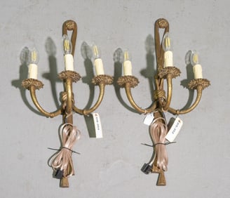 French Pair of Gilded Bronze / Metal Sconces #2