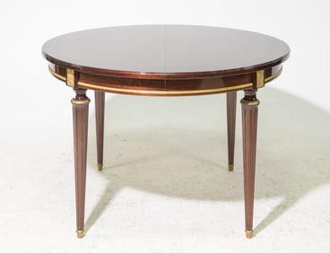 Louis XVI Style Walnut Round Dining Table