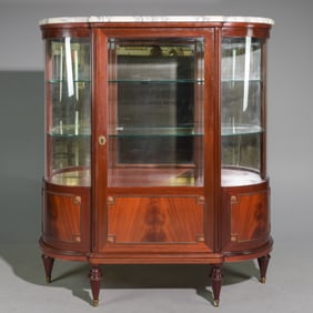 Louis XVI Style White Marble Top Showcase