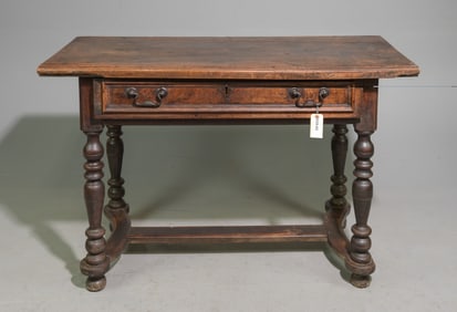 Louis XIV Style Walnut Single Drawer Table