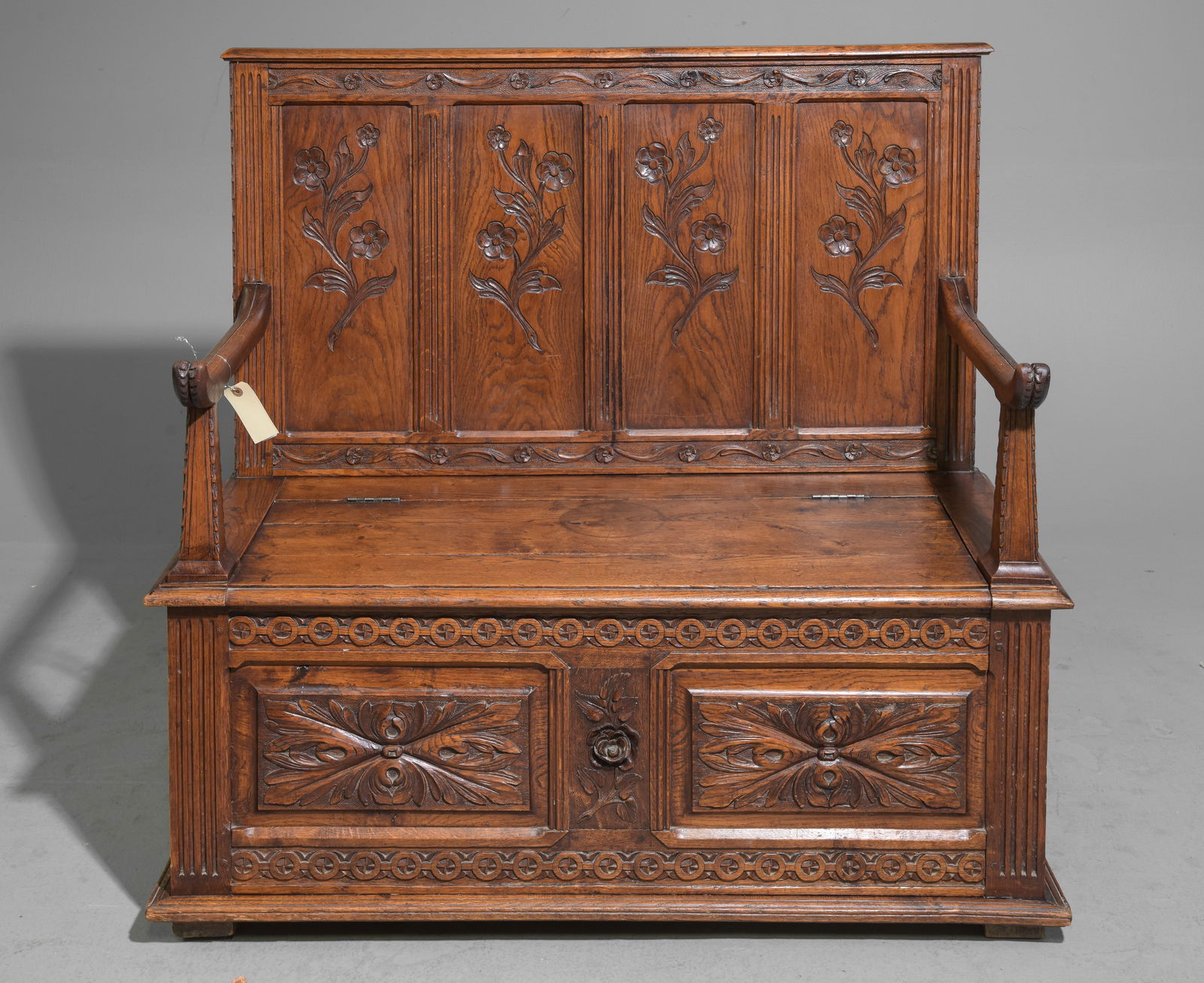 Henri II Style Carved Oak Bench (1 of 8)