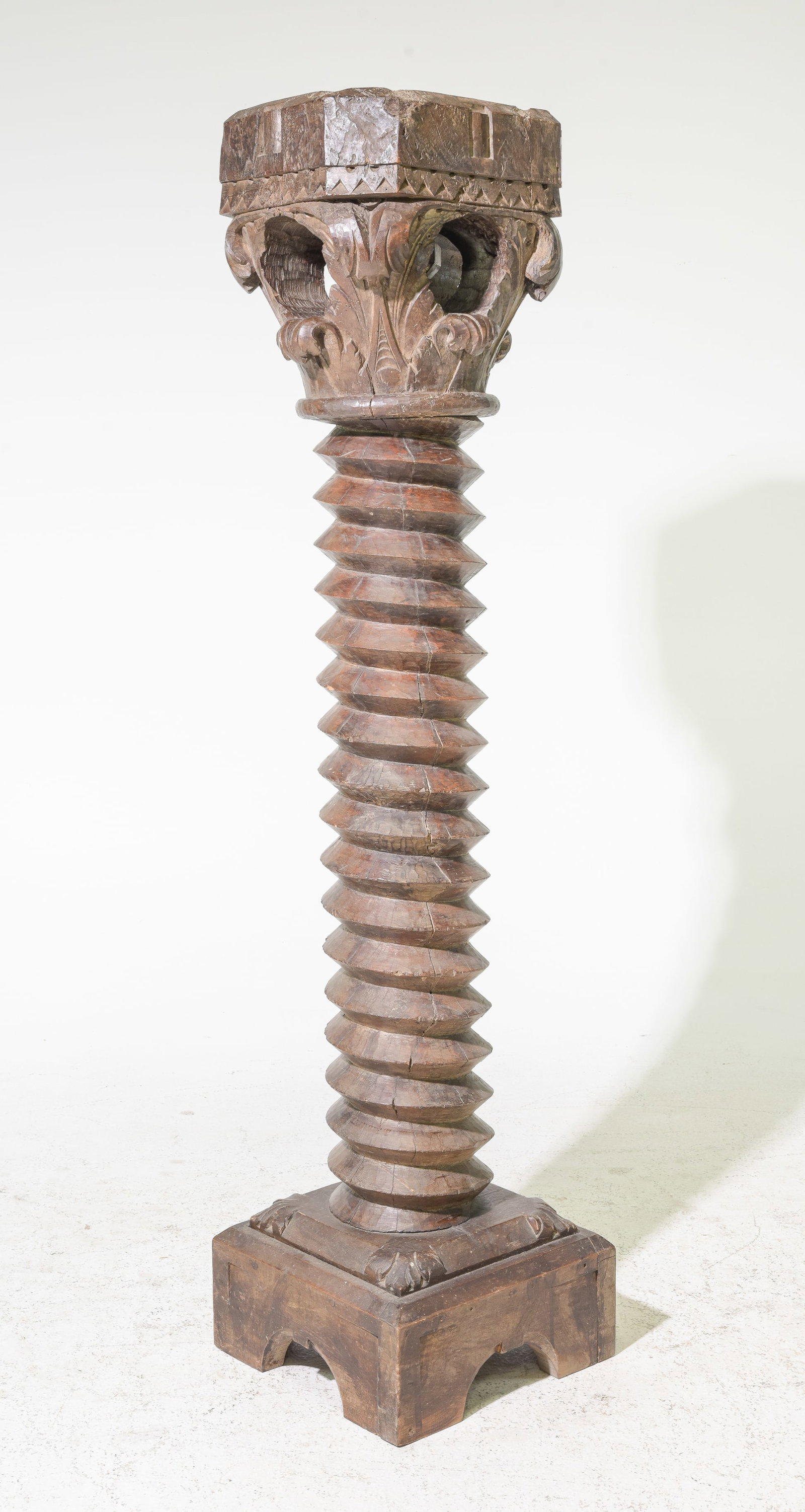 French Wine Oak Press Pedestal: French Wine Oak Press Pedestal - 61 in tall x 14.5 x 14.5