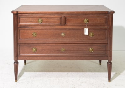 Louis XVI Style Walnut 4 Drawer Chest