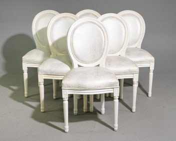 Set Of 6 Louis XVI Style Balloon Back Dining Chairs