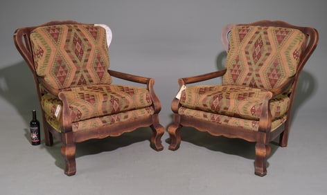 American Pair of Oversize Arm Chairs