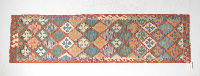 Hand Knotted Kilim Runner Rug - 9'8 x 2'8