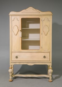 French Style Painted Grilled Door Cupboard / Cabinet