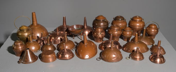 29pcs Assorted Swedish Copper Funnels & Canisters