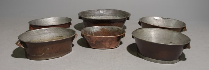 6pcs Assorted Swedish Copper Wash Bins / Pans