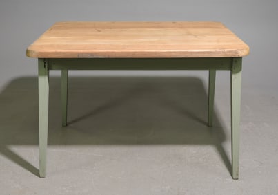 British Pine Painted Base Table with Tapered Legs