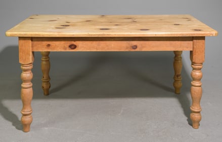 British Pine Turned Leg Farmhouse Table