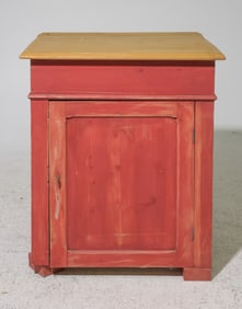 Pine Red Painted Base Rustic Wash / Kitchen Cabinet