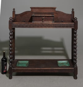 British Oak Barley Twist Stick Stand c.1920's-30's