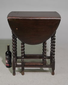 British Oak Barley Twist Drop Leaf Table