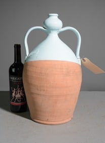 Blue Glazed Terracotta Jug / Crock