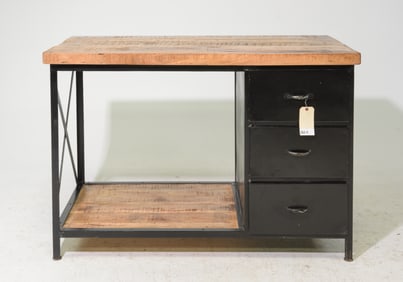 Industrial Style Wood & Metal Island / Work Table