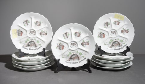 11pc White French Plate Set