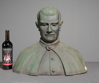 Heavy Cast Metal Bust of Pope Pius XII