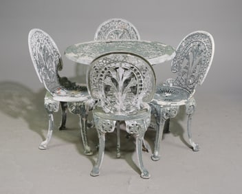 5pc Cast Metal Garden Table Set - Table & 4 Chairs