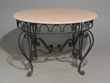 Marble Top Iron Base Round Table