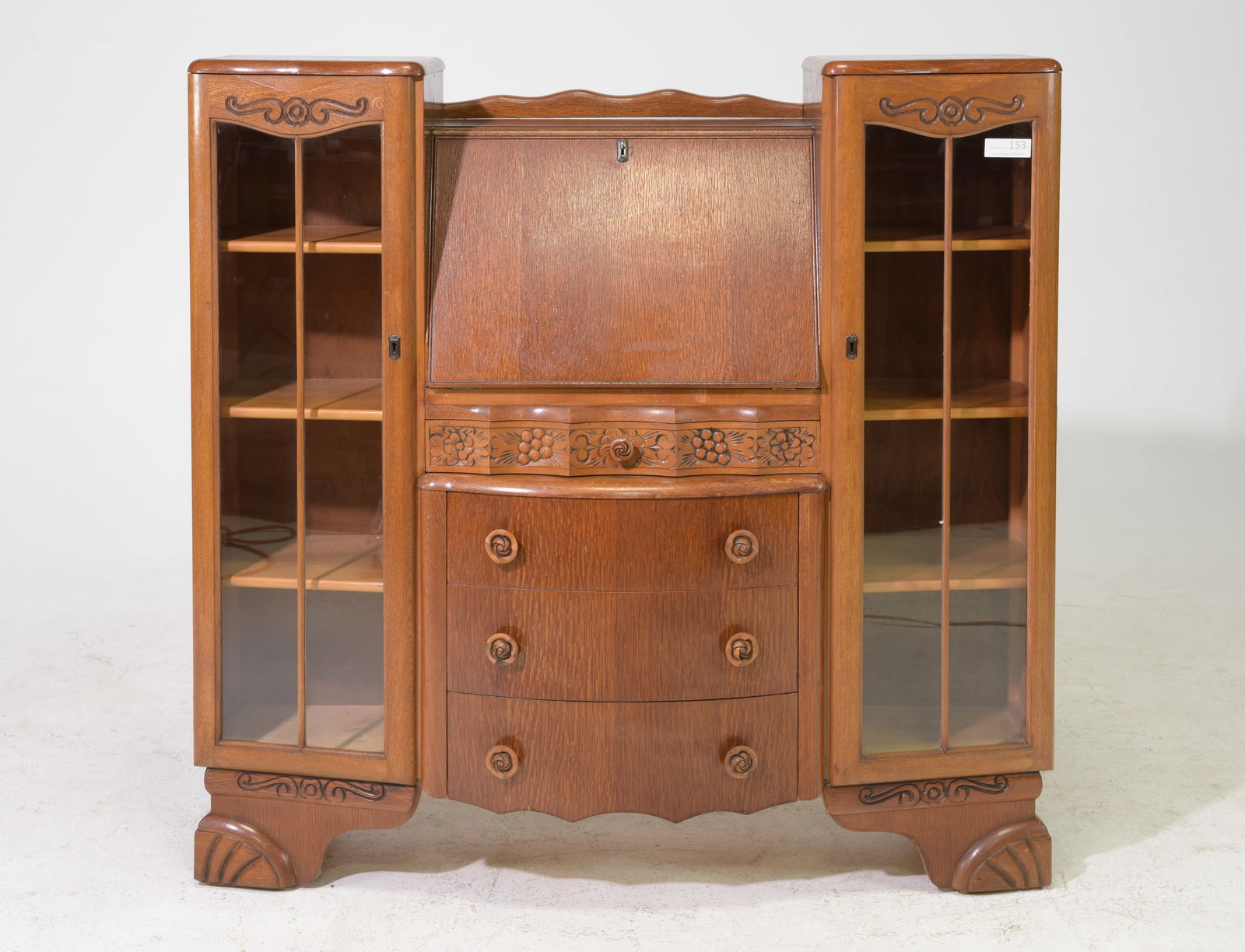 British Oak Drop Front Side by Side c.1930's (1 of 6)