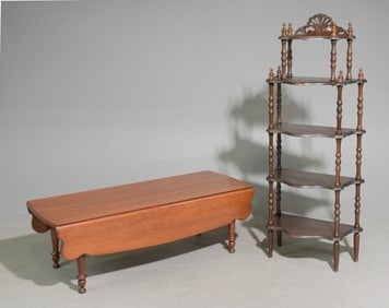 Mahogany Etagere / Shelf & Drop Leaf Coffee Table