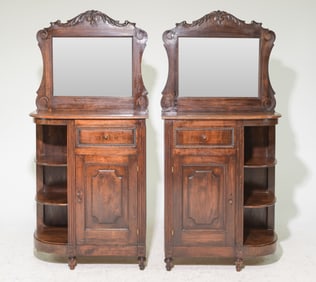 2 Louis XVI Style Mirror Back Cabinets