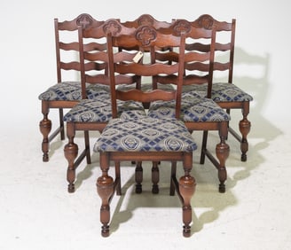 Set Of 6 Spanish Renaissance Style Oak Chairs