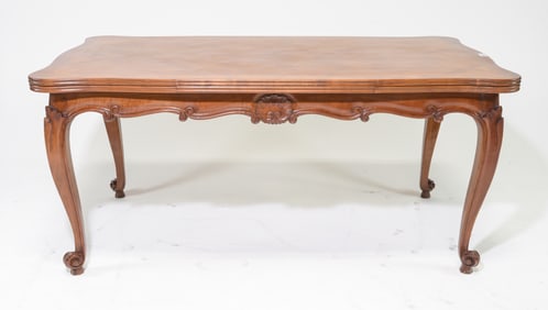 Louis XV Style Parquet Top Draw Leaf Dining Table
