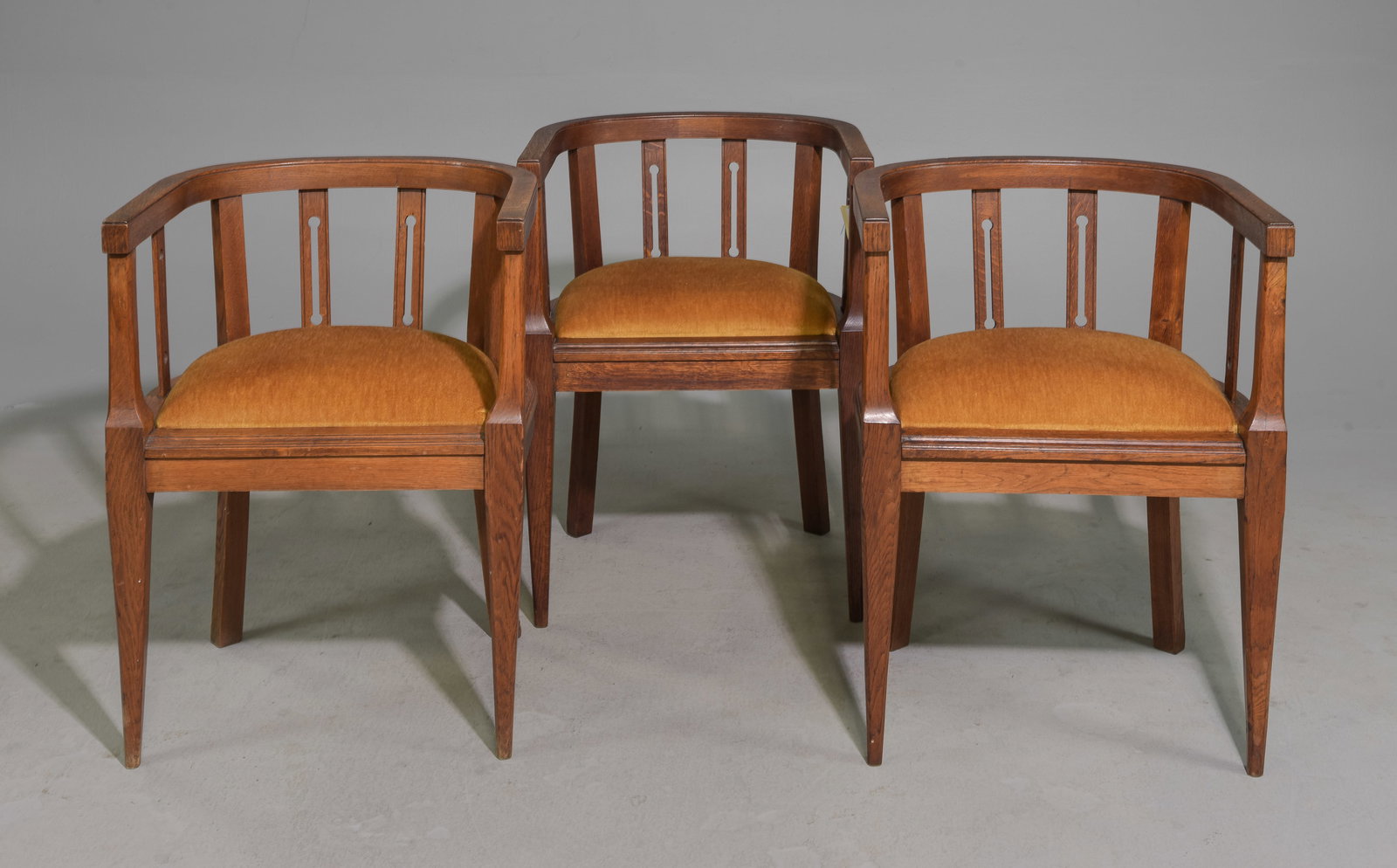 French Arts & Crafts Oak Set of Three Chairs (1 of 2)