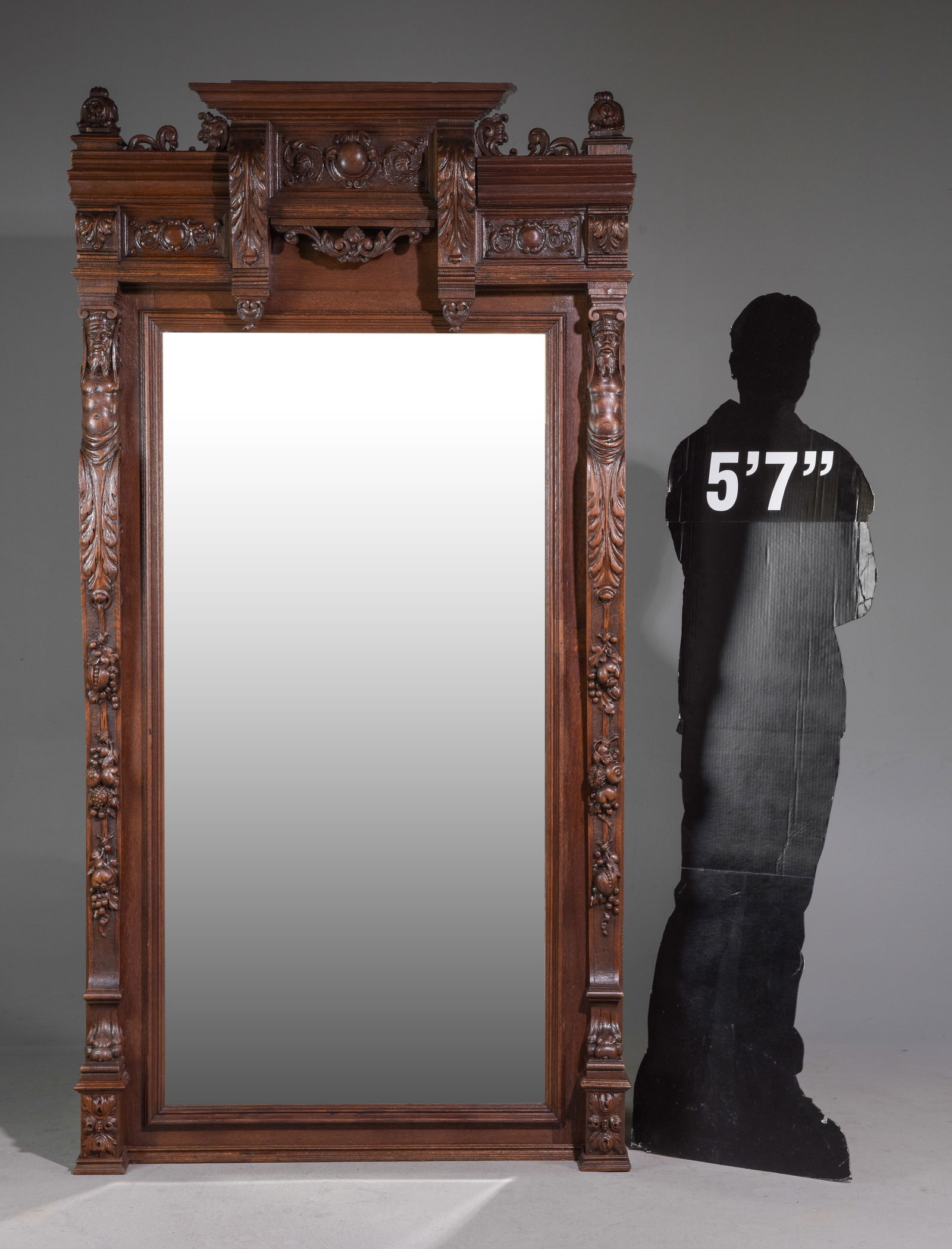 Renaissance Style Finely Carved Oak Large Mirror (1 of 5)