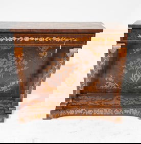 Empire Style Marquetry Inlaid Hall Table with Drawer