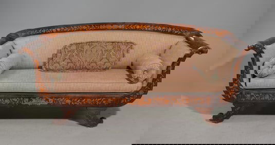 Antique Mahogany Marquetry Inlaid Sofa