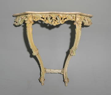 Italian Polychrome Marble Top Console with Mirror: Italian Polychrome Marble Top Wall Console with Mirror - Mirror is 39.5 in tall x 26 x 3, Console is 33.5 in tall x 36 x 12