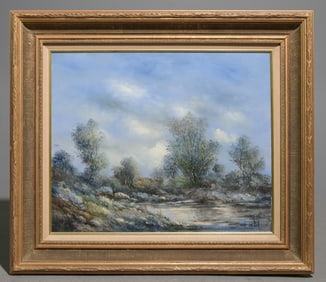 Framed Artist Signed Oil on Canvas Landscape