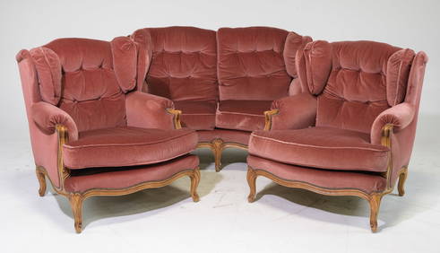 Louis XV Style Two Seater Sofa & Two Arm Chairs (1 of 9)