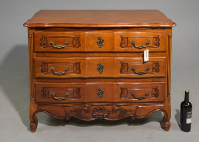 Louis XV Style Three Drawer Parquet Top Chest
