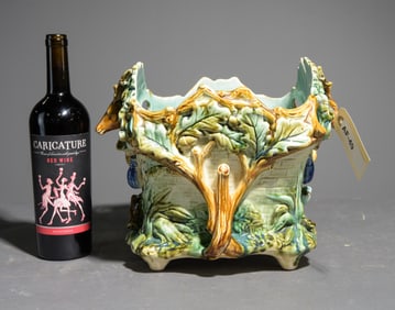 French Hunt Majolica Jardiniere / Planter