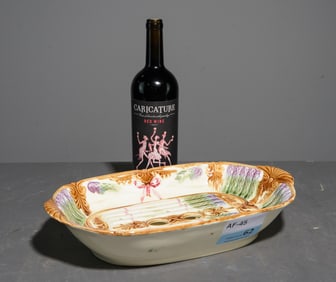 French Majolica Asparagus Platter with Strainer