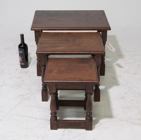 French Oak Nest of Three Tables