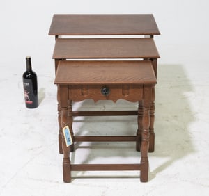 French Oak Nest of Three Tables #2