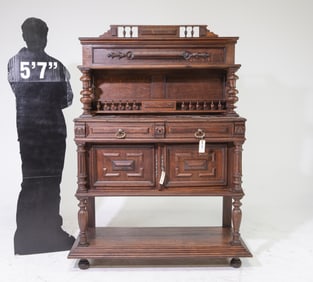 Henri II Style Oak Marble Top Server c.1900