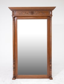 Louis XVI Style Oak Framed Beveled Mirror