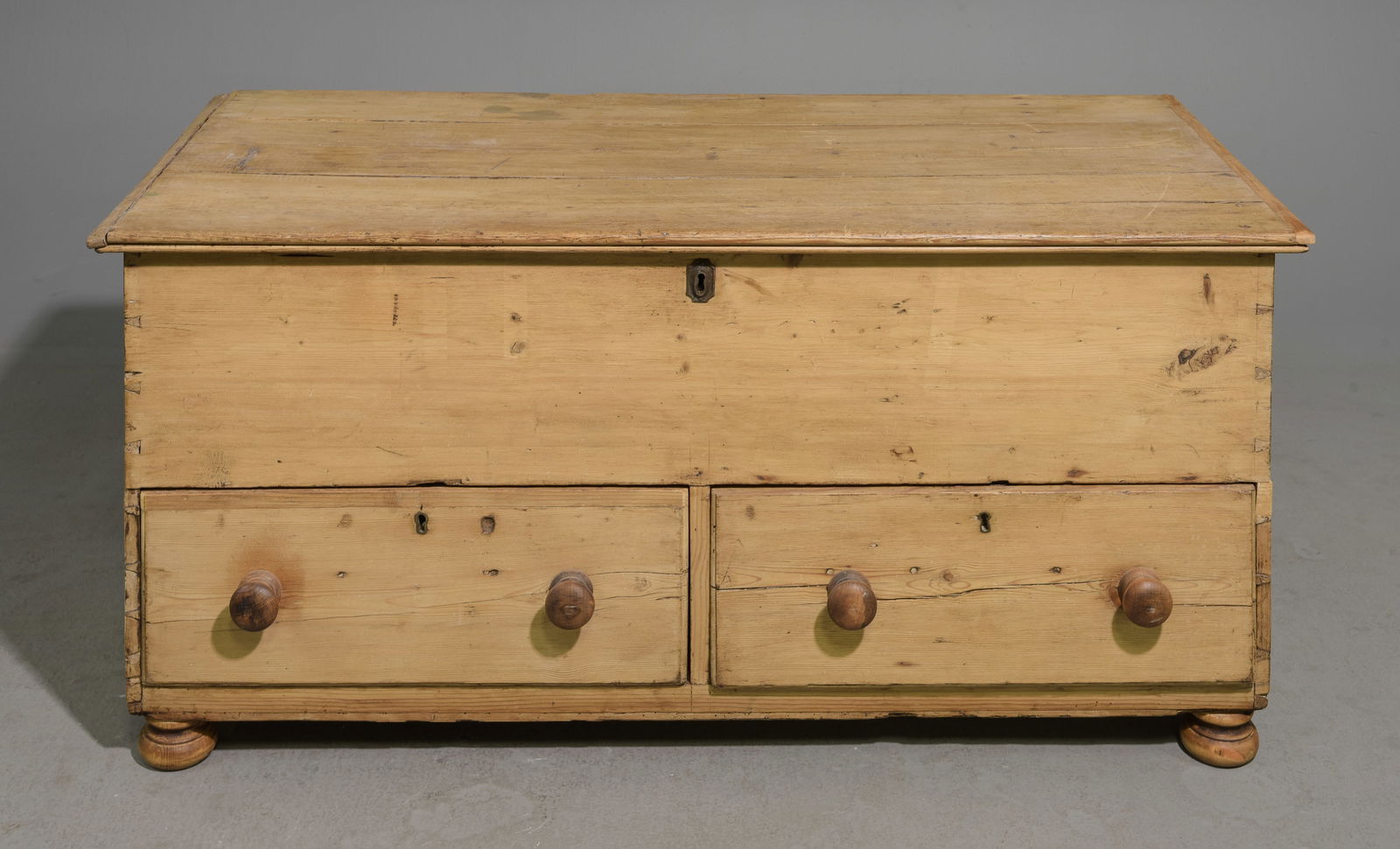 British Pine Large Coffer / Trunk with Drawers (1 of 6)