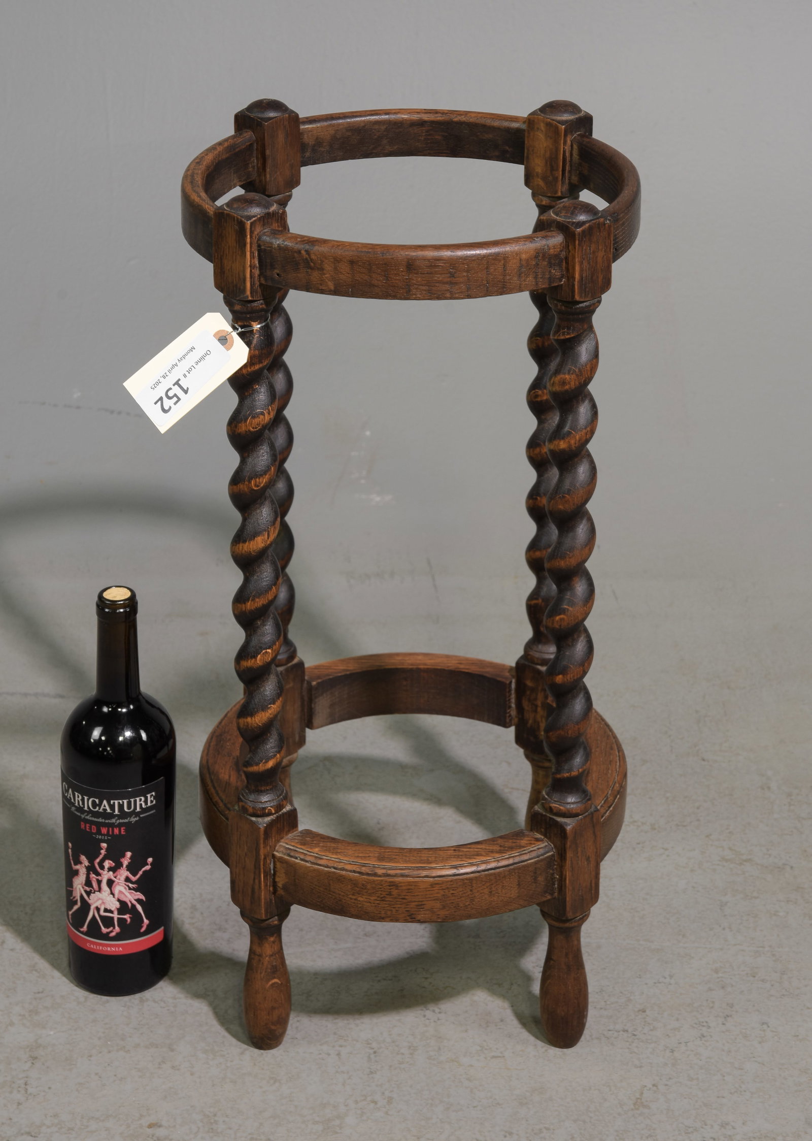 British Oak Barley Twist Stick / Umbrella Stand: British Oak Barley Twist Stick / Umbrella Stand c.1920's-30's - 25 in tall x 13 inch diameter