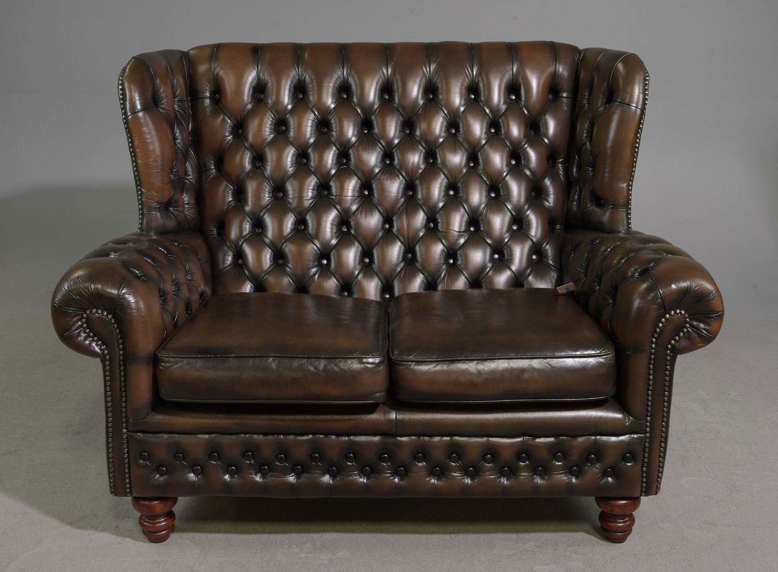 British Leather Chesterfield Wing Back Sofa (1 of 6)